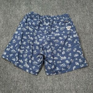 Columbia Swim Shorts Men M Omni Shade PFG Fish AOP Print Mesh Trunk Lined Pocket